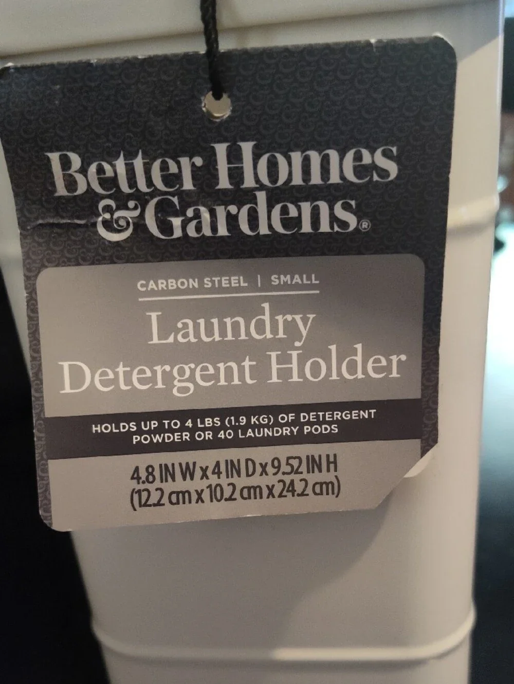 Better Homes And Gardens White Laundry Canister with Care Icon Print